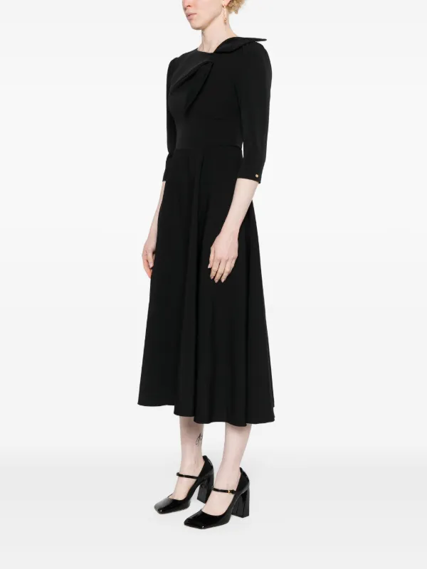 knee length dresses for ladies Red Front Bow Detail Tiered Midi Dress – SSYS