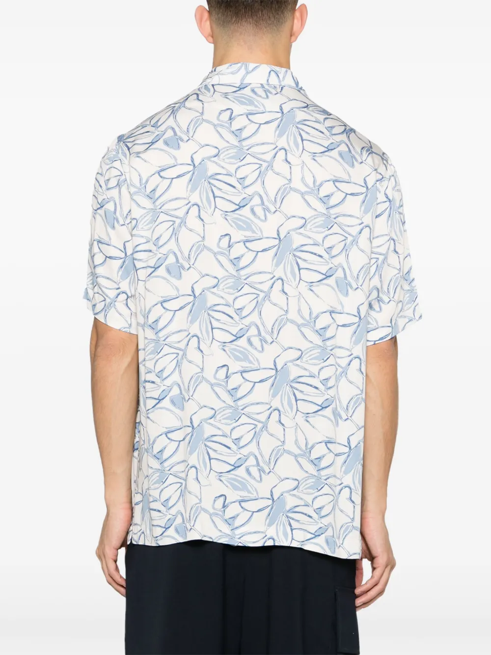 Shop Tagliatore Hawaii Floral-print Shirt In Blau