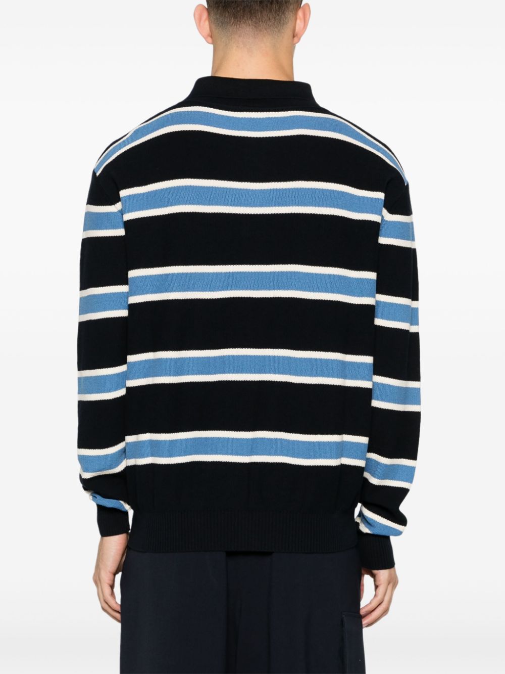Shop Woolrich Melton Striped Knitted Polo Shirt In Blau