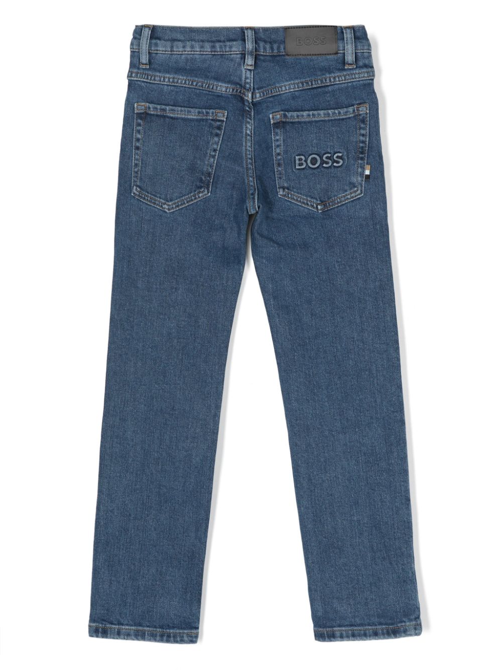 Shop Bosswear Logo-embossed Straight-leg Jeans In Blue