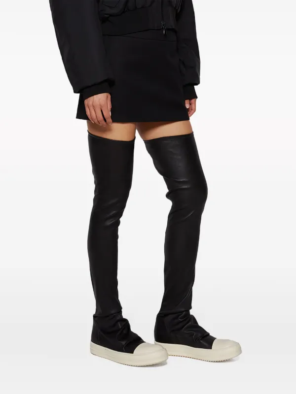 Rick Owens thigh high Leather Boots Black FARFETCH AU