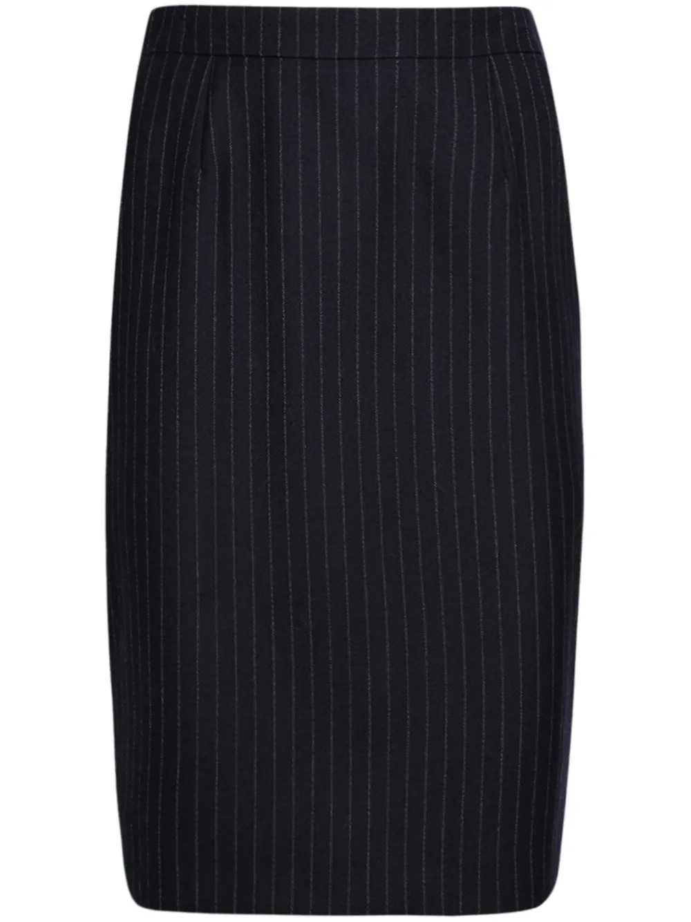 Saint Laurent Pinstripe-pattern Silk Skirt In Blue