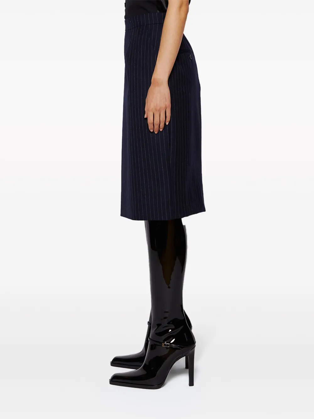 Saint Laurent Pinstripe-pattern Silk Skirt In Blue