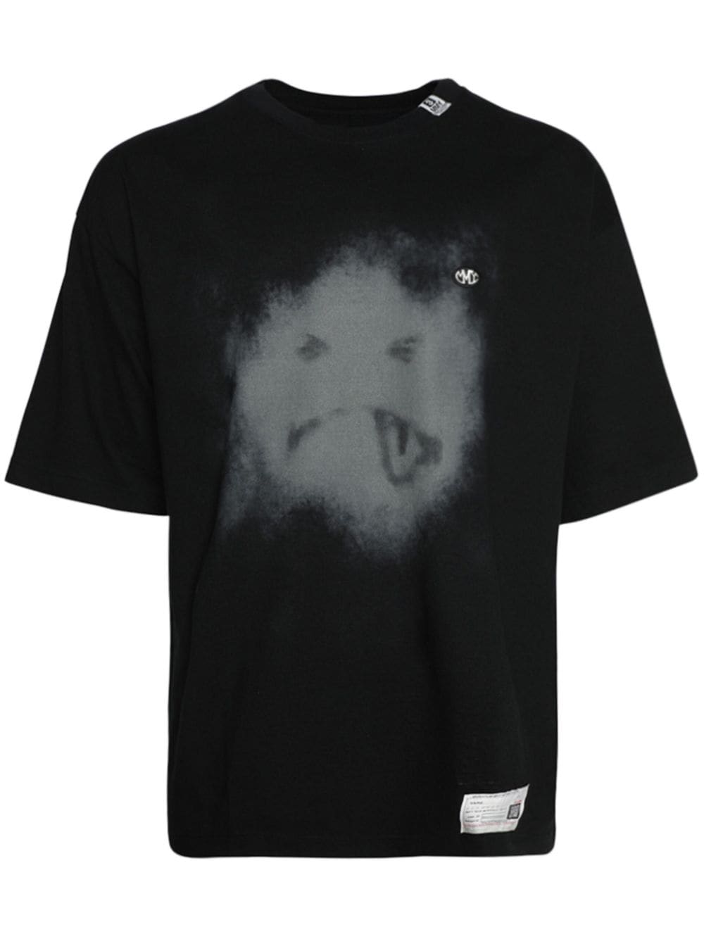 Shop Miharayasuhiro Smily Face 2 Graphic-print Cotton T-shirt In Black