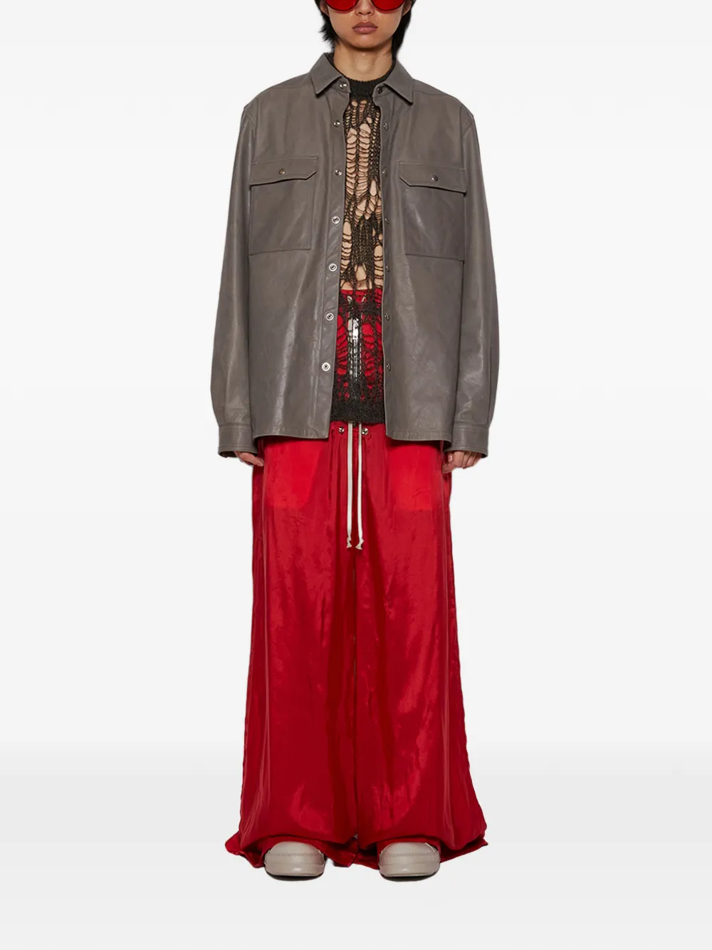 Rick Owens GIACCA IN PELLE OUTERSHIRT Grijs