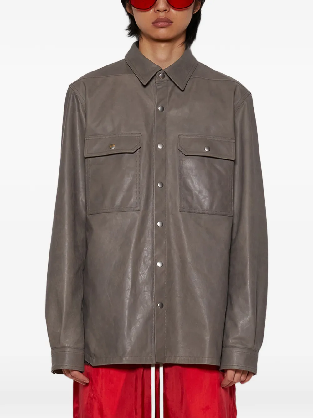 Rick Owens GIACCA IN PELLE OUTERSHIRT Grijs