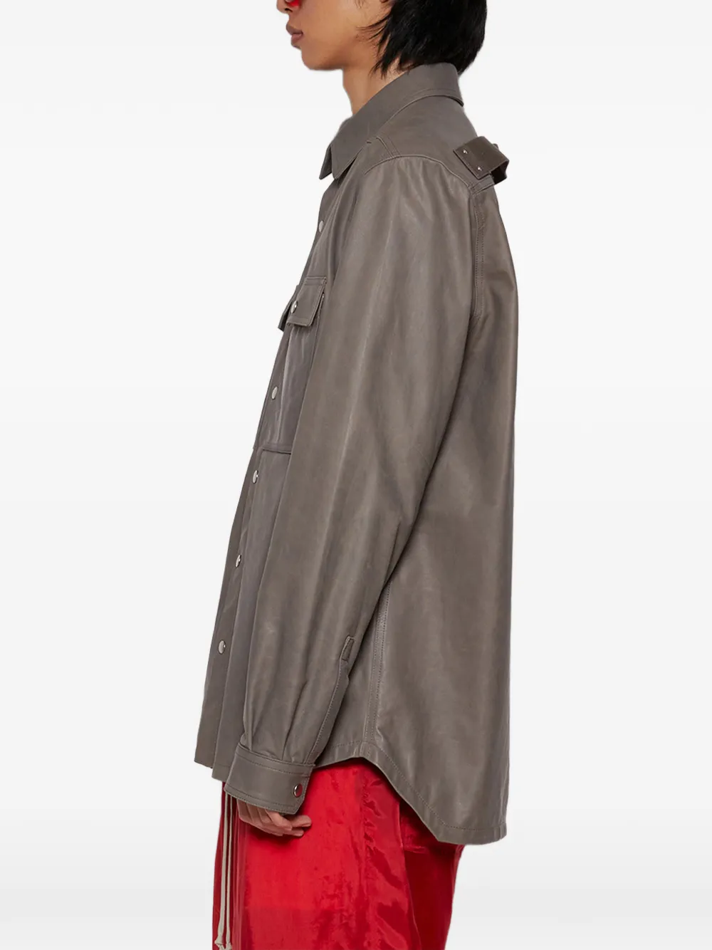 Rick Owens GIACCA IN PELLE OUTERSHIRT Grijs