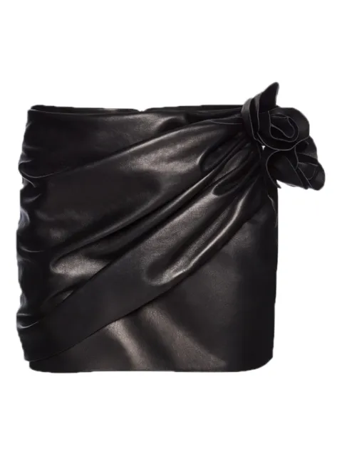 Magda Butrym floral-appliqué leather mini skirt