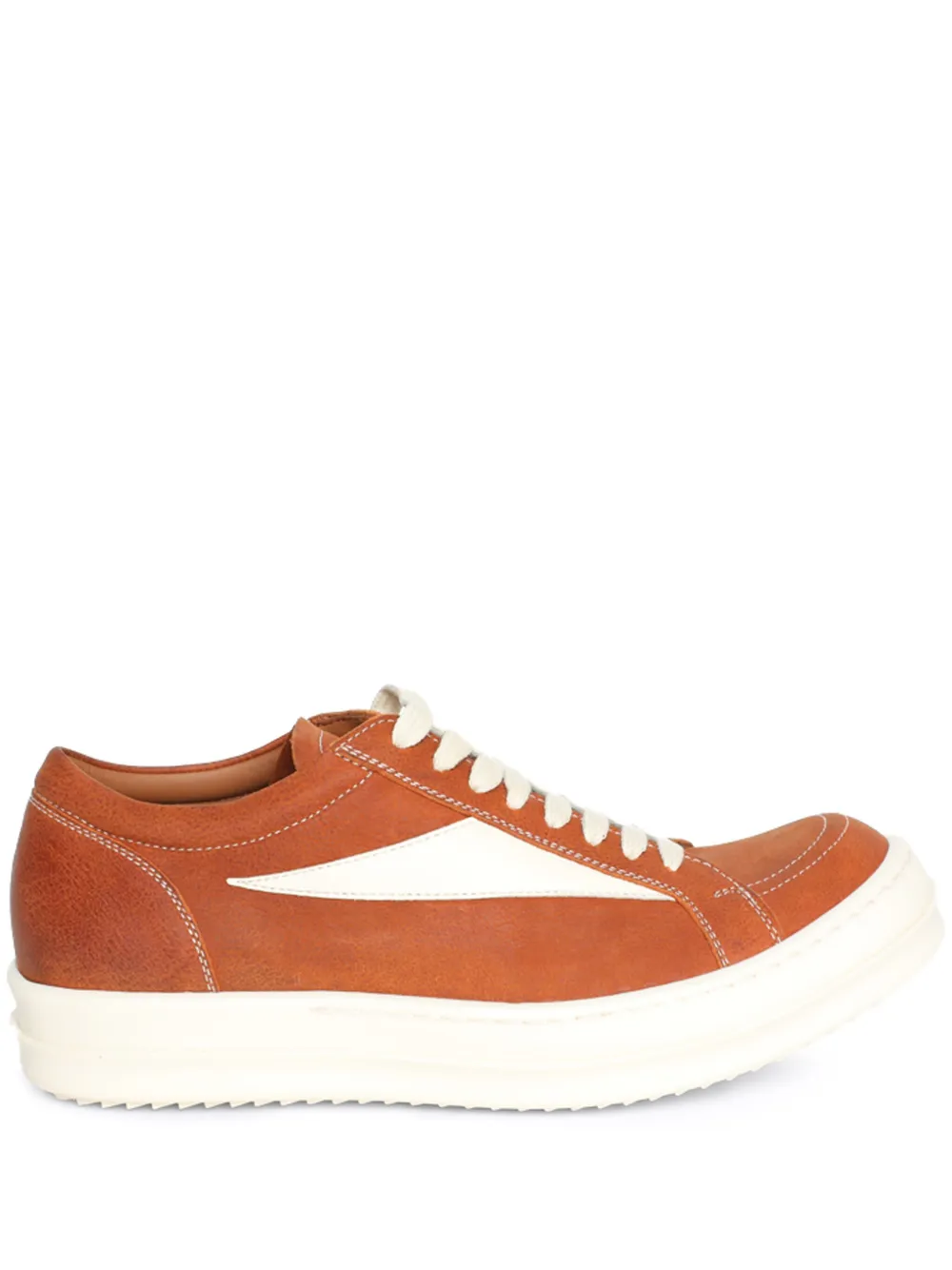Rick Owens Scarpe Bicolor Suede Low-top Sneakers In Orange
