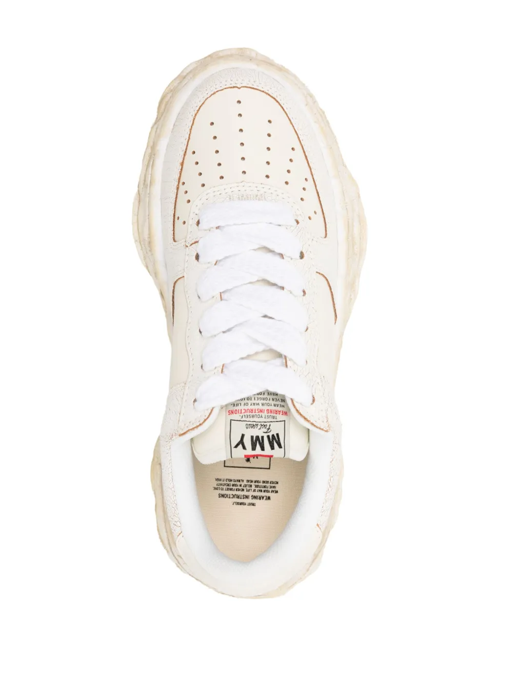 Shop Miharayasuhiro Wayne Leather Sneakers In White