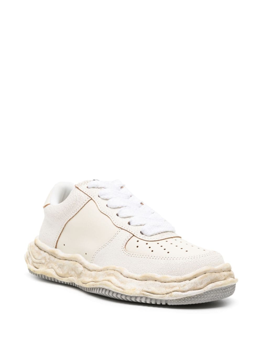 Shop Miharayasuhiro Wayne Leather Sneakers In White