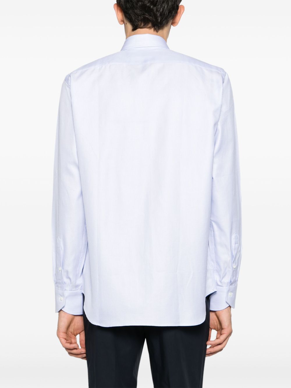 Shop Canali Patterned-jacquard Cotton Shirt Jacket In Blue