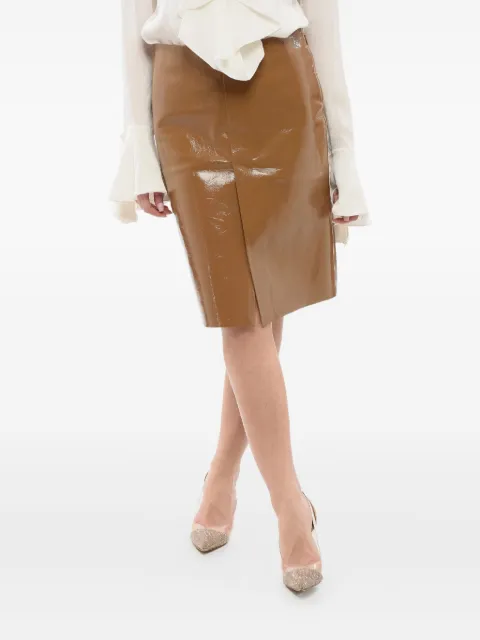 Gucci split-hem leather skirt
