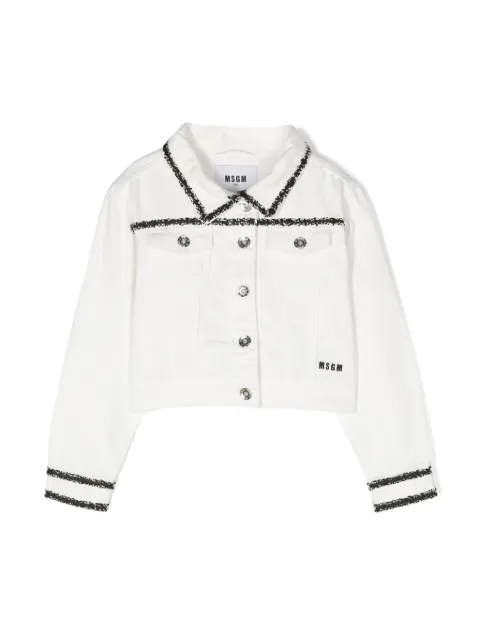 MSGM Kids embroidered-trim denim jacket