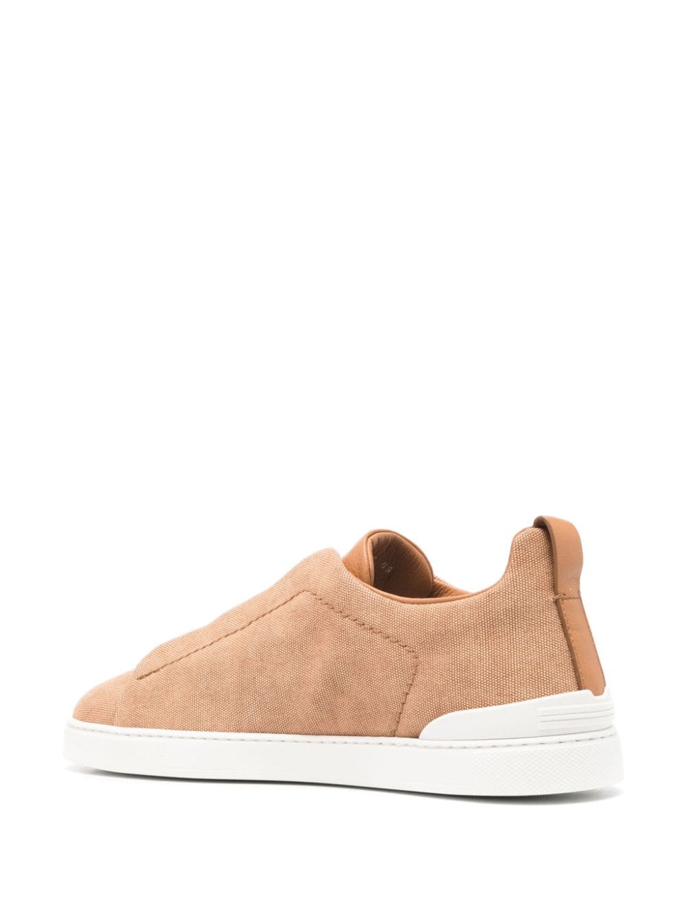 Shop Zegna Triple Stitch Canvas Sneakers In Brown