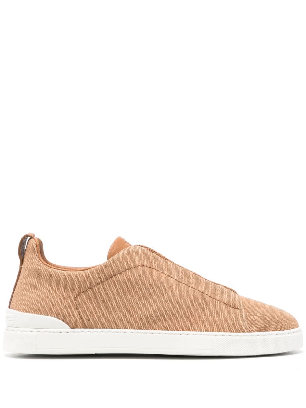 Zegna Triple Stitch Canvas Sneakers In Brown