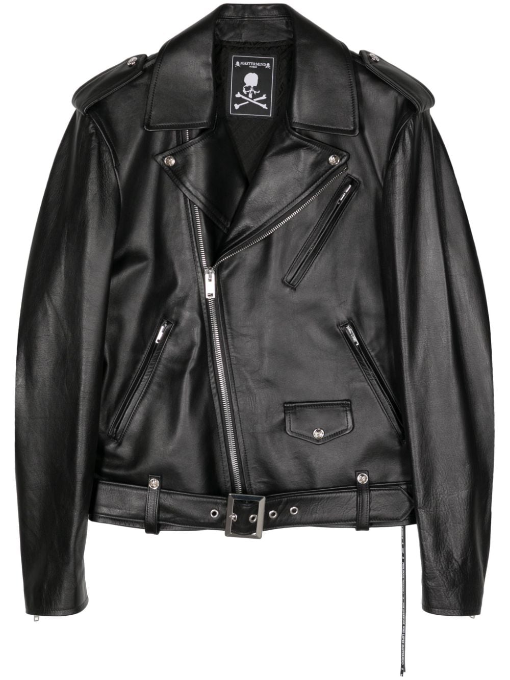 Mastermind Japan Skull Leather Biker Jacket In Black