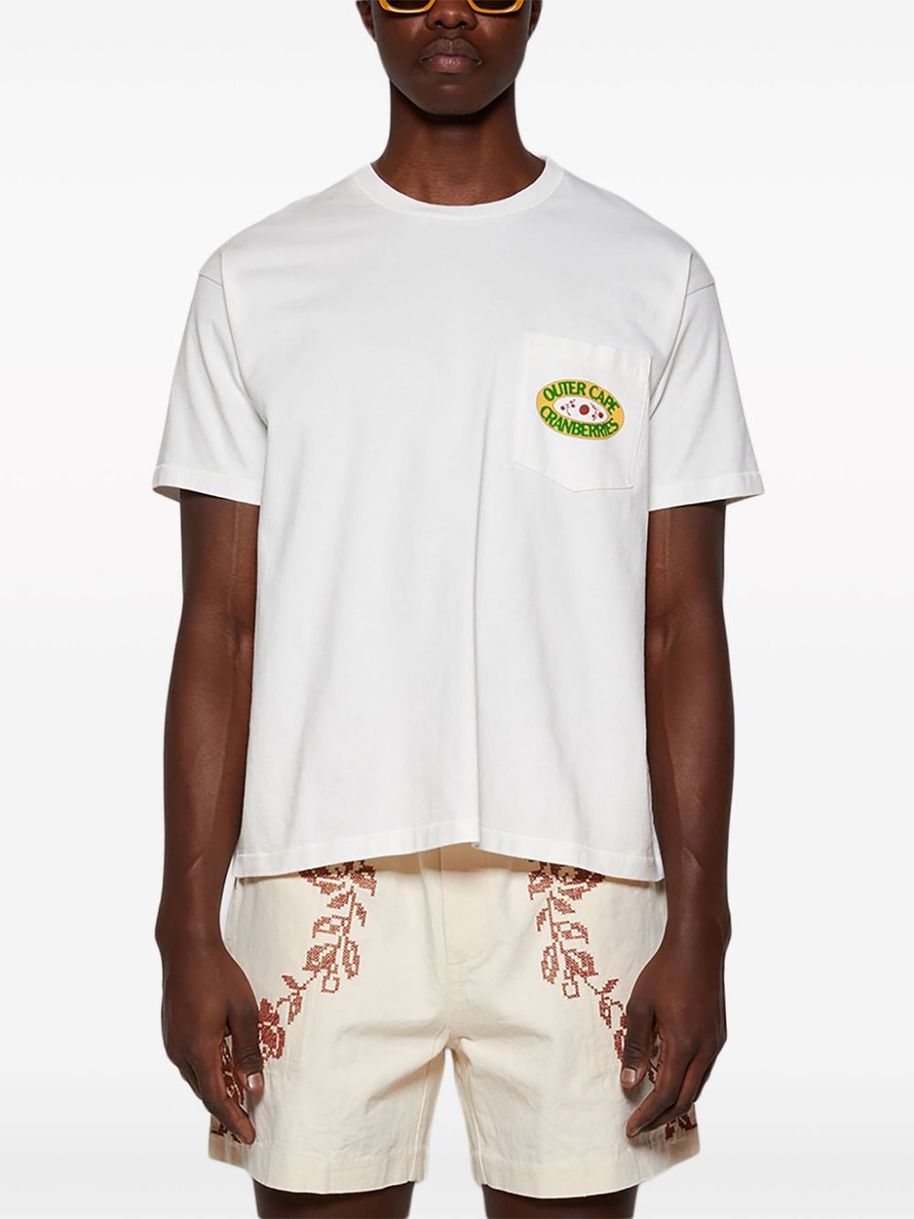 Shop Bode Cranberries Pocket Cotton T-shirt In White