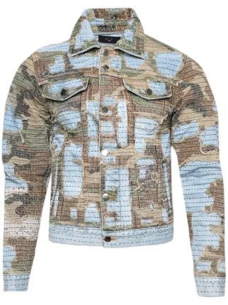 AMIRI Camo Boro Repair Denim Jacket | Green | FARFETCH