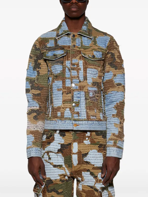 AMIRI カモフラージュ カバーオール AMIRI Camo Boro Repair Denim Jacket | Green | FARFETCH