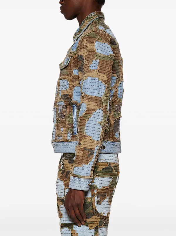 AMIRI カモフラージュ カバーオール AMIRI Camo Boro Repair Denim Jacket | Green | FARFETCH