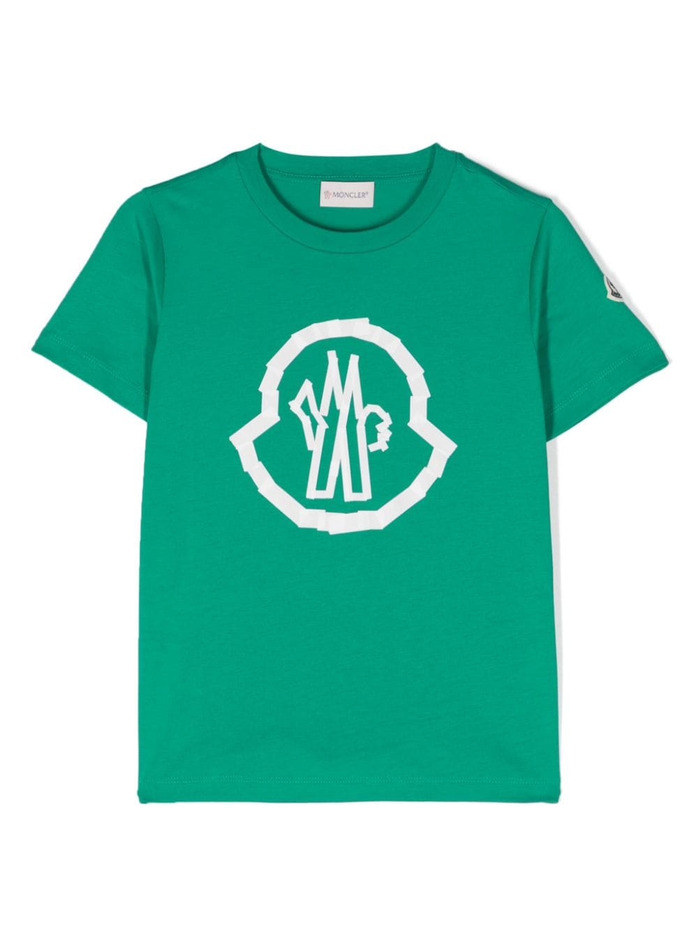 Moncler Enfant Katoenen T-shirt met logoprint Groen