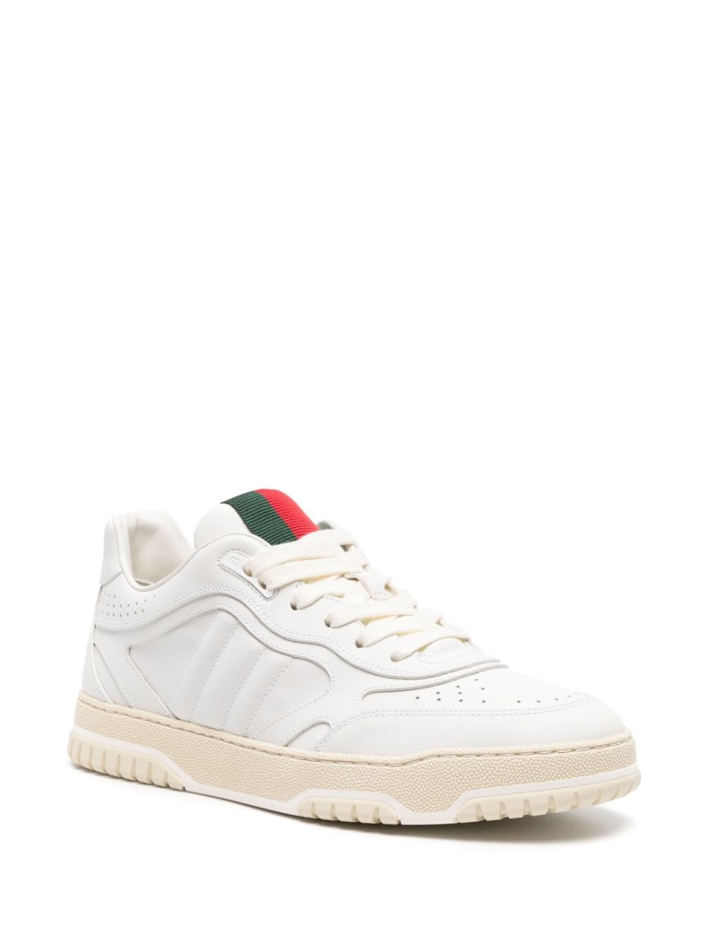 Shop Gucci Re-web Lace-up Sneakers In White