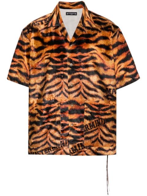 Mastermind Japan Tiger-print velvet-finish shirt