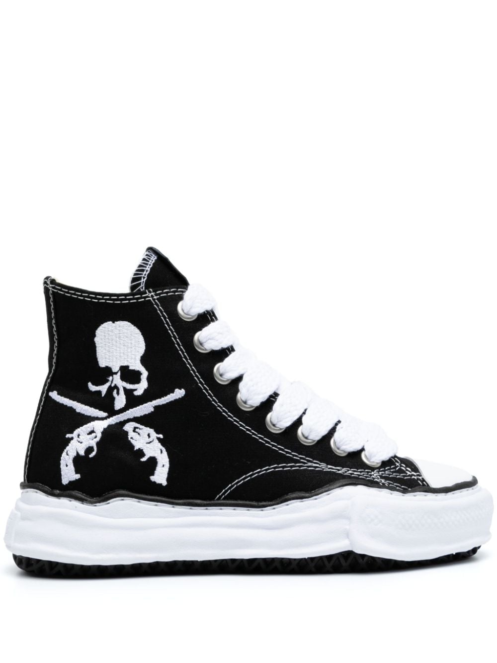 Shop Mastermind Japan Skull-print Canvas Sneakers In Black