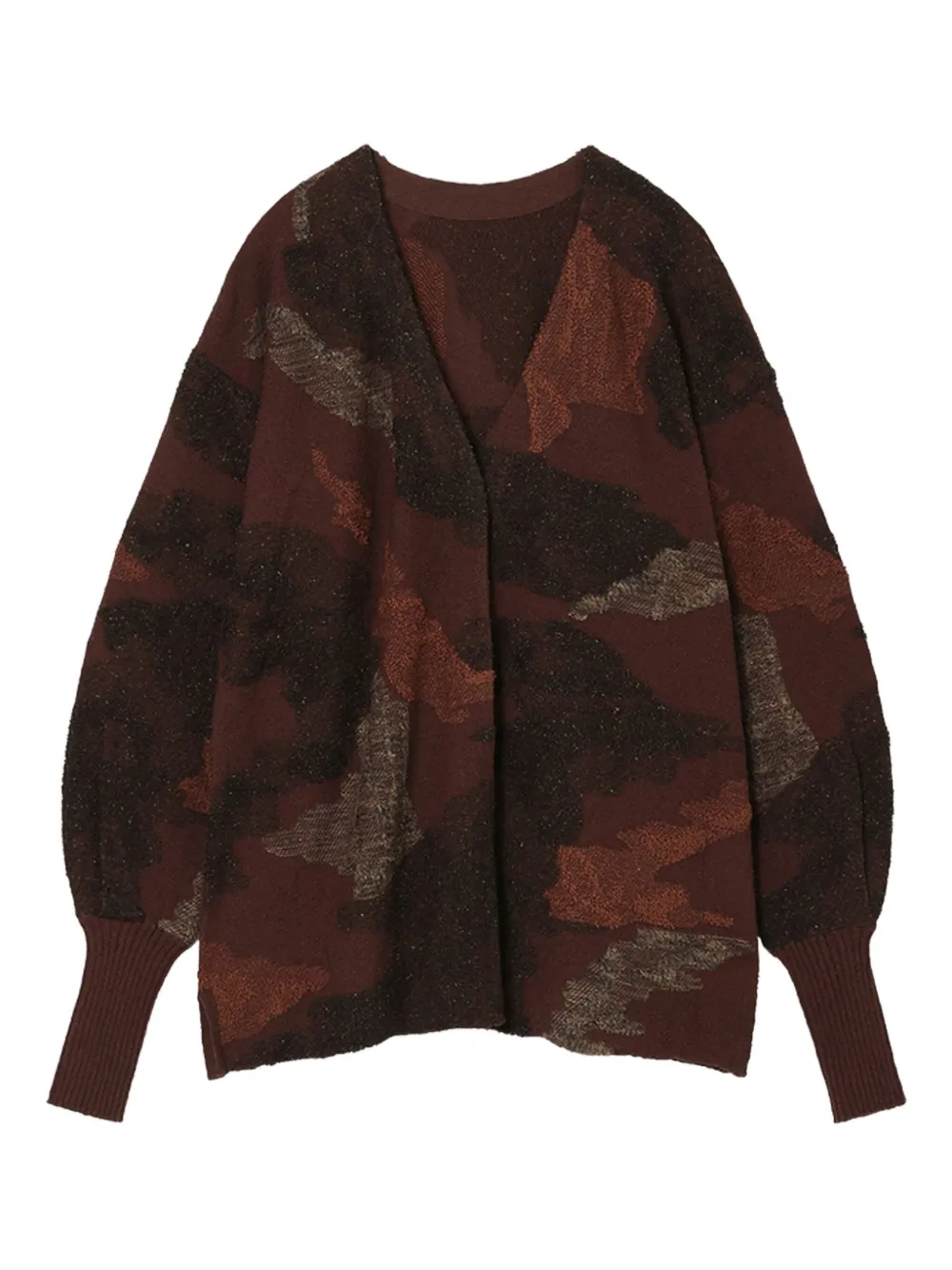 Mame Kurogouchi Pile Jacquard Knitted Cardigan In Brown