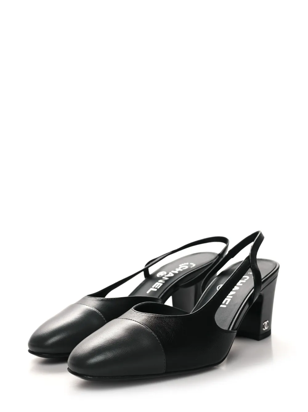 CHANEL Pre-Owned Cap Toe CC slingback pumps - Zwart