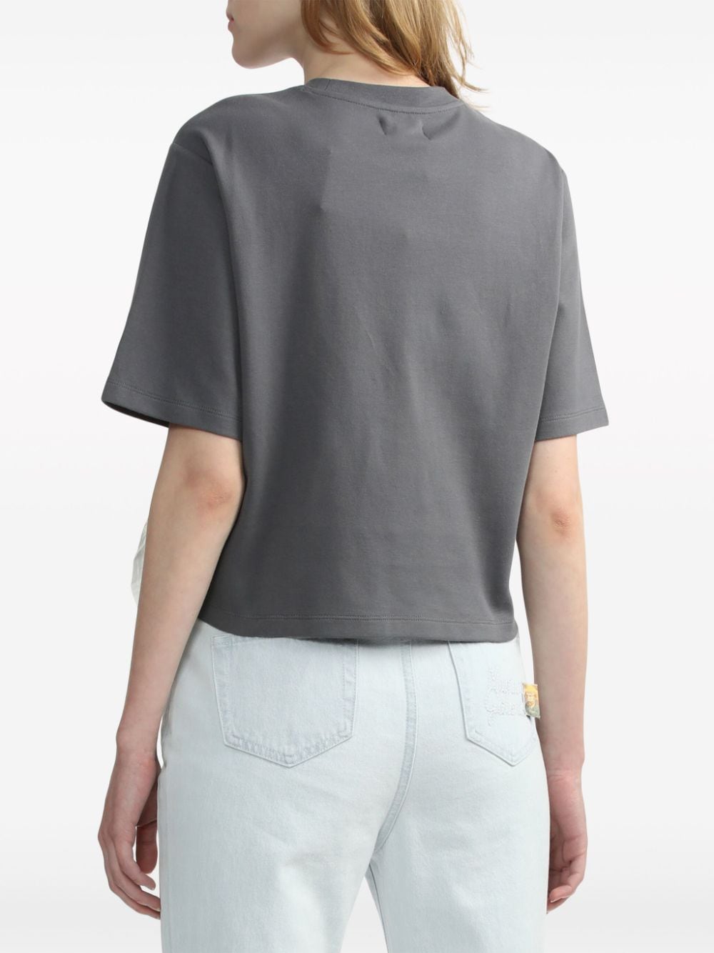 Shop Musium Div. Scarf-detail Cotton T-shirt In 灰色