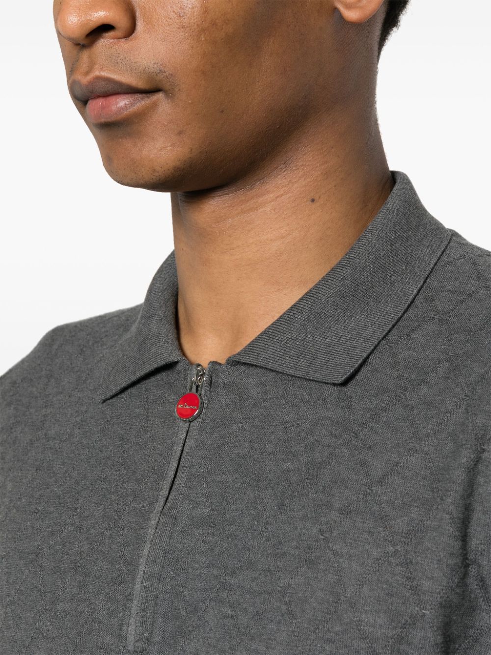 Shop Kiton Knitted Polo Shirt In Grey
