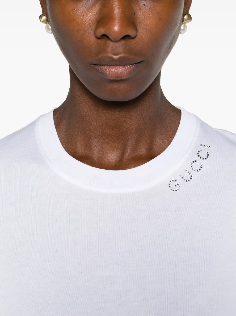 Gucci T-shirt met kristallen logo Wit