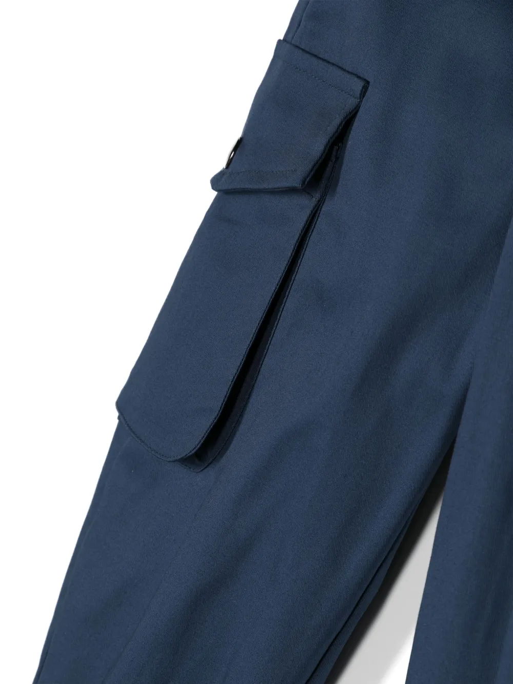 Shop Msgm Stretch-cotton Cargo Trousers In Blue