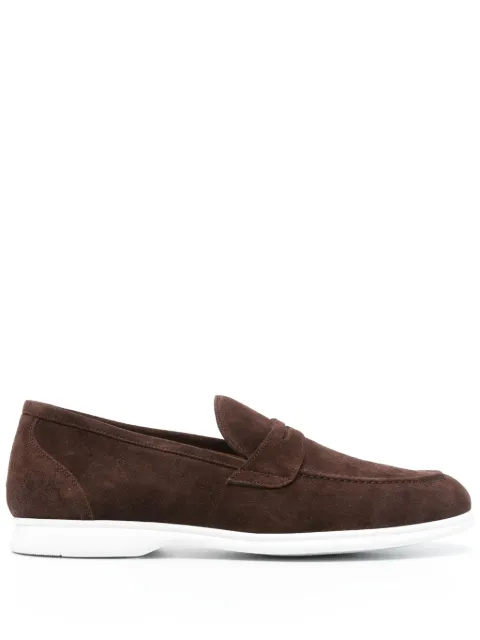 Kiton penny slot suede loafers