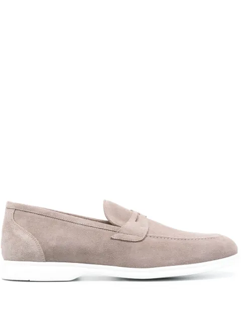 Kiton penny slot suede loafers