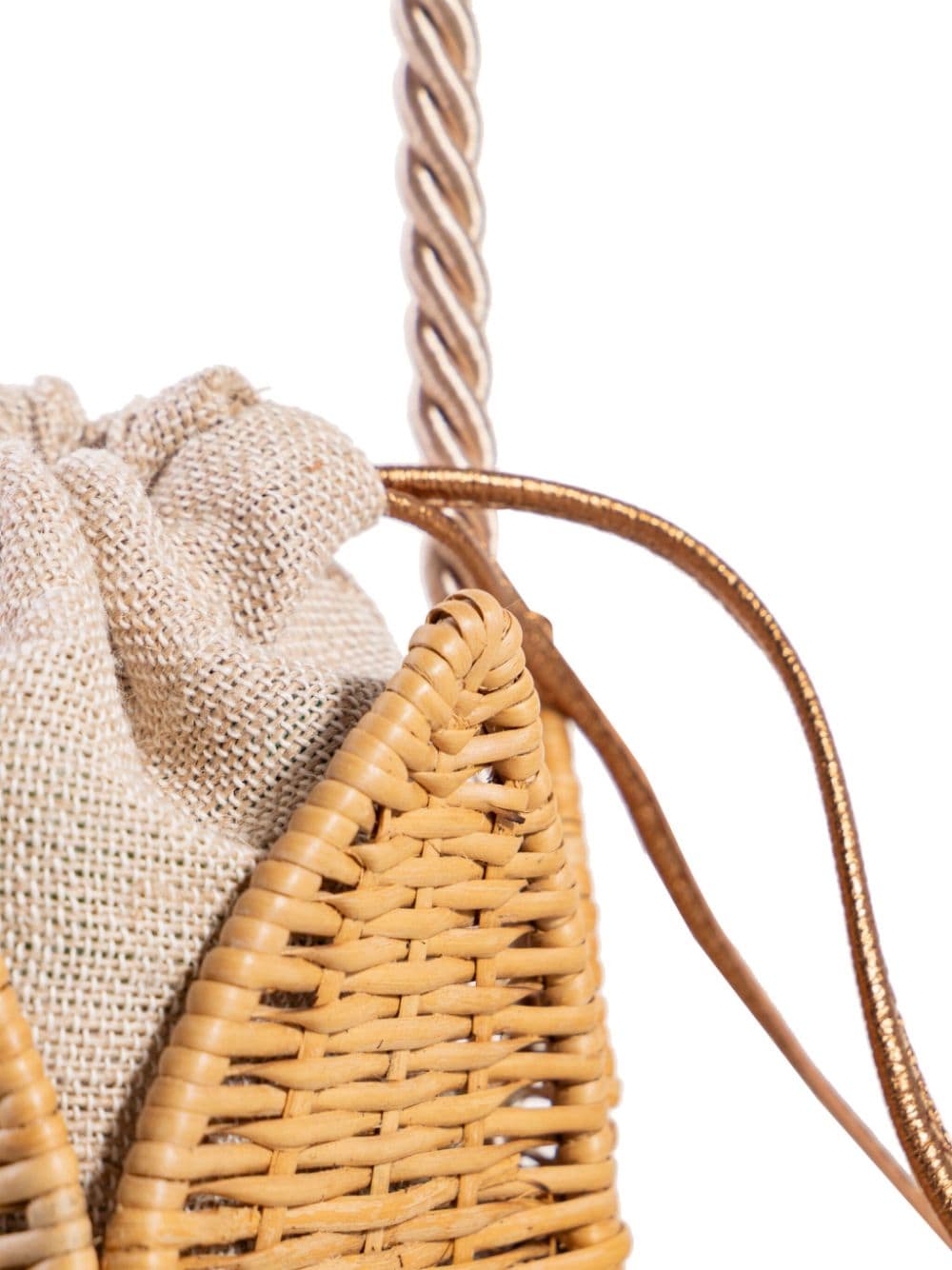 Shop Nannacay Floral Wicker Bucket Bag In Neutrals