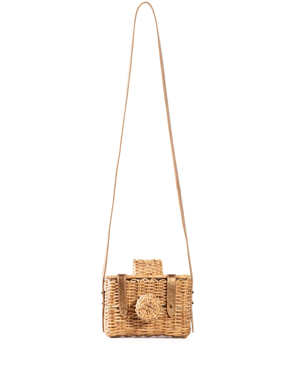 Nannacay Annie Wicker Crossbody Bag In Neutral