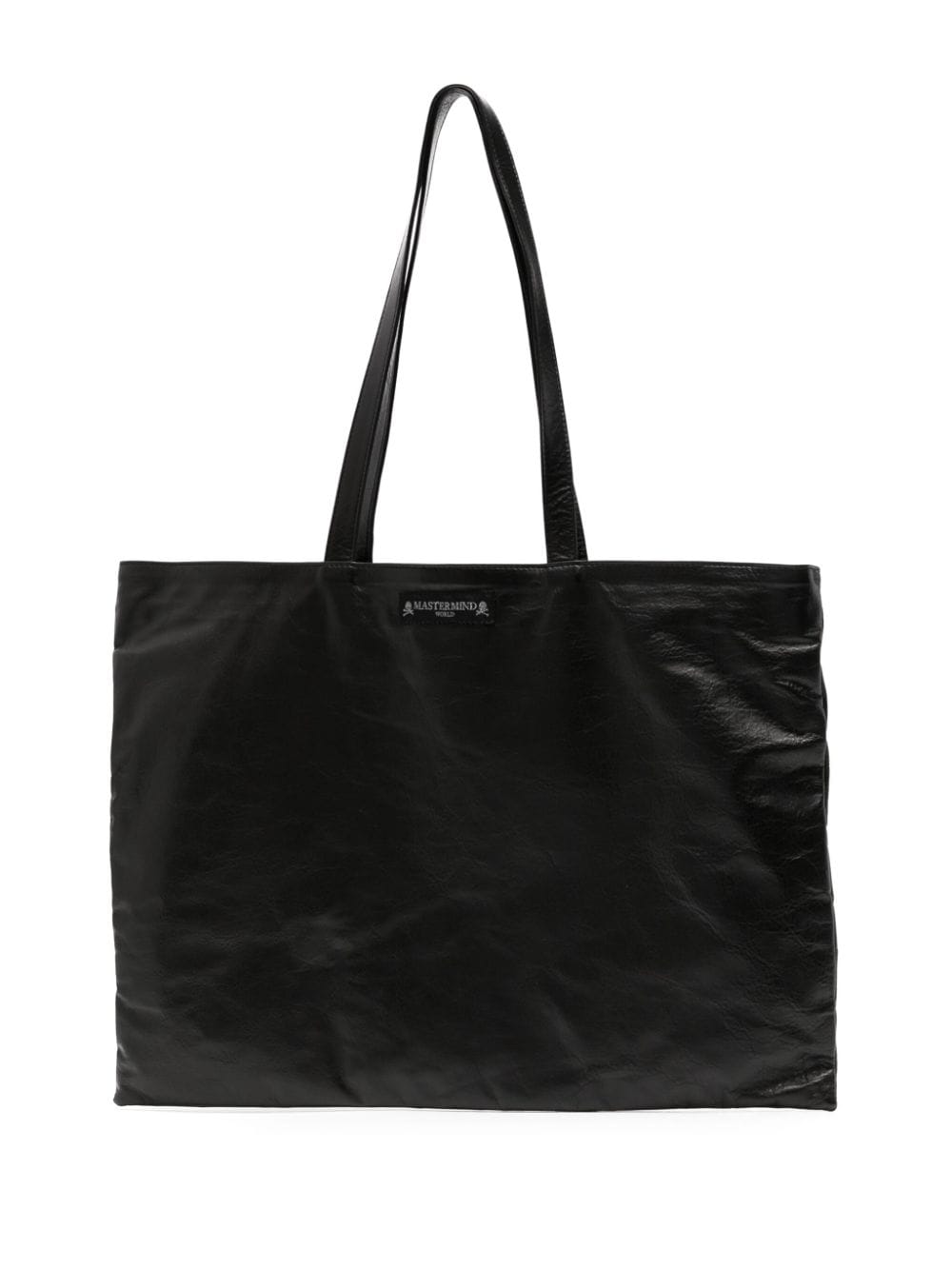 Shop Mastermind Japan Skull-print Leather Tote Bag In Black