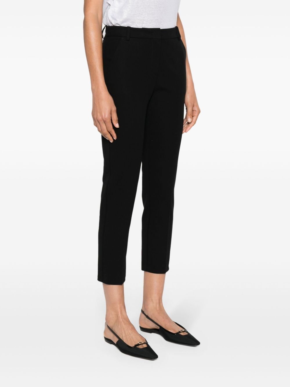 Shop Pinko Tapered Cropped Trousers In Black