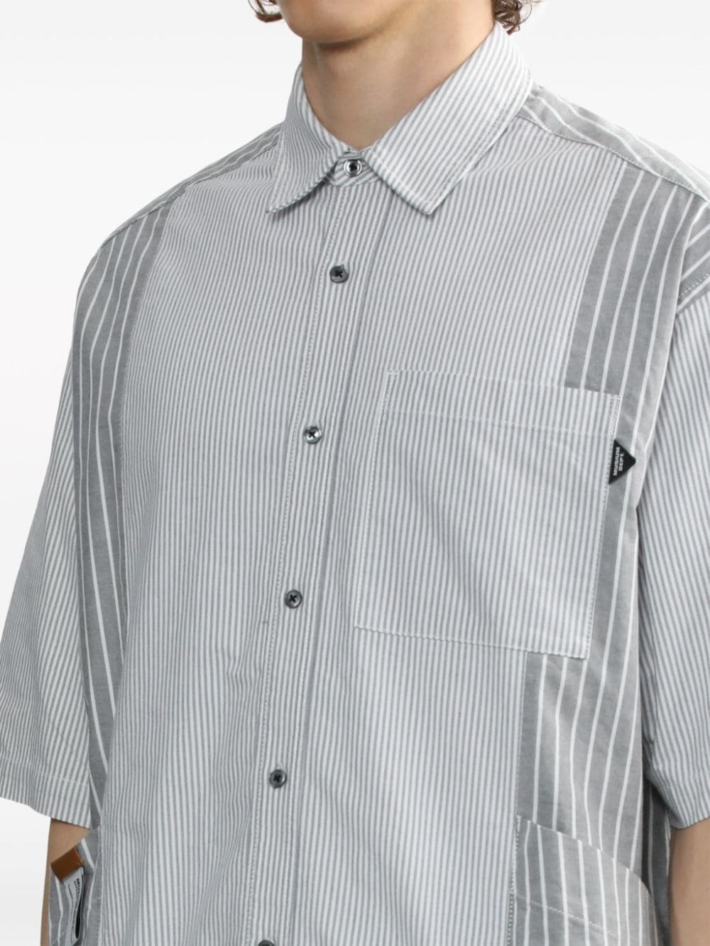 Shop Musium Div. Striped Cotton Shirt In Grey