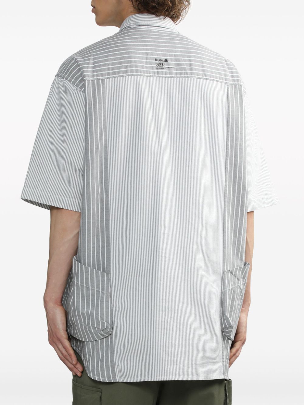 Shop Musium Div. Striped Cotton Shirt In Grey