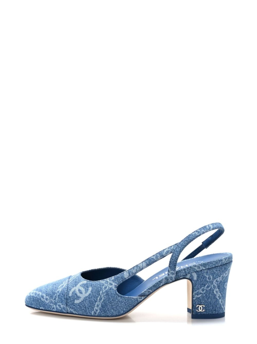 Pre-owned Chanel Cap Toe Cc Slingback Pumps In Blue