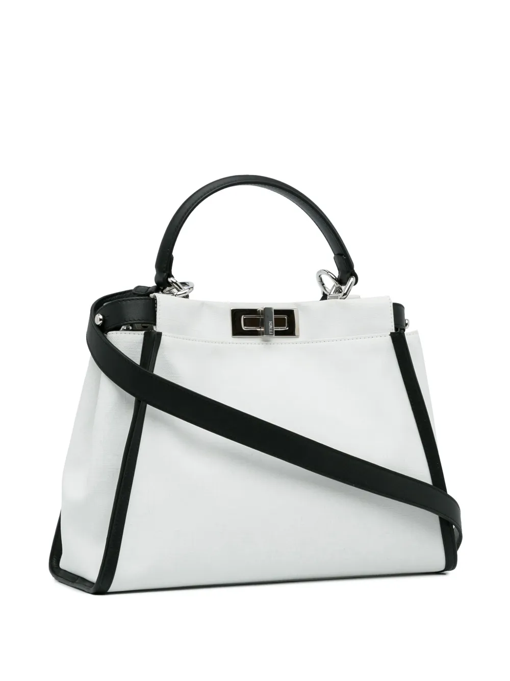 Pre-owned Fendi Medium Peekaboo Iseeu Two-way Bag In White