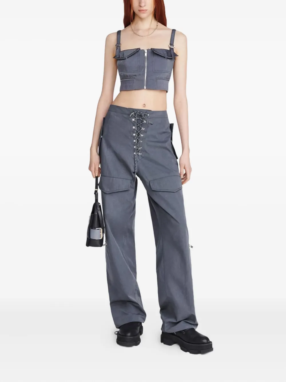 Dion Lee Aviator zip-fastening bustier crop top - Grijs