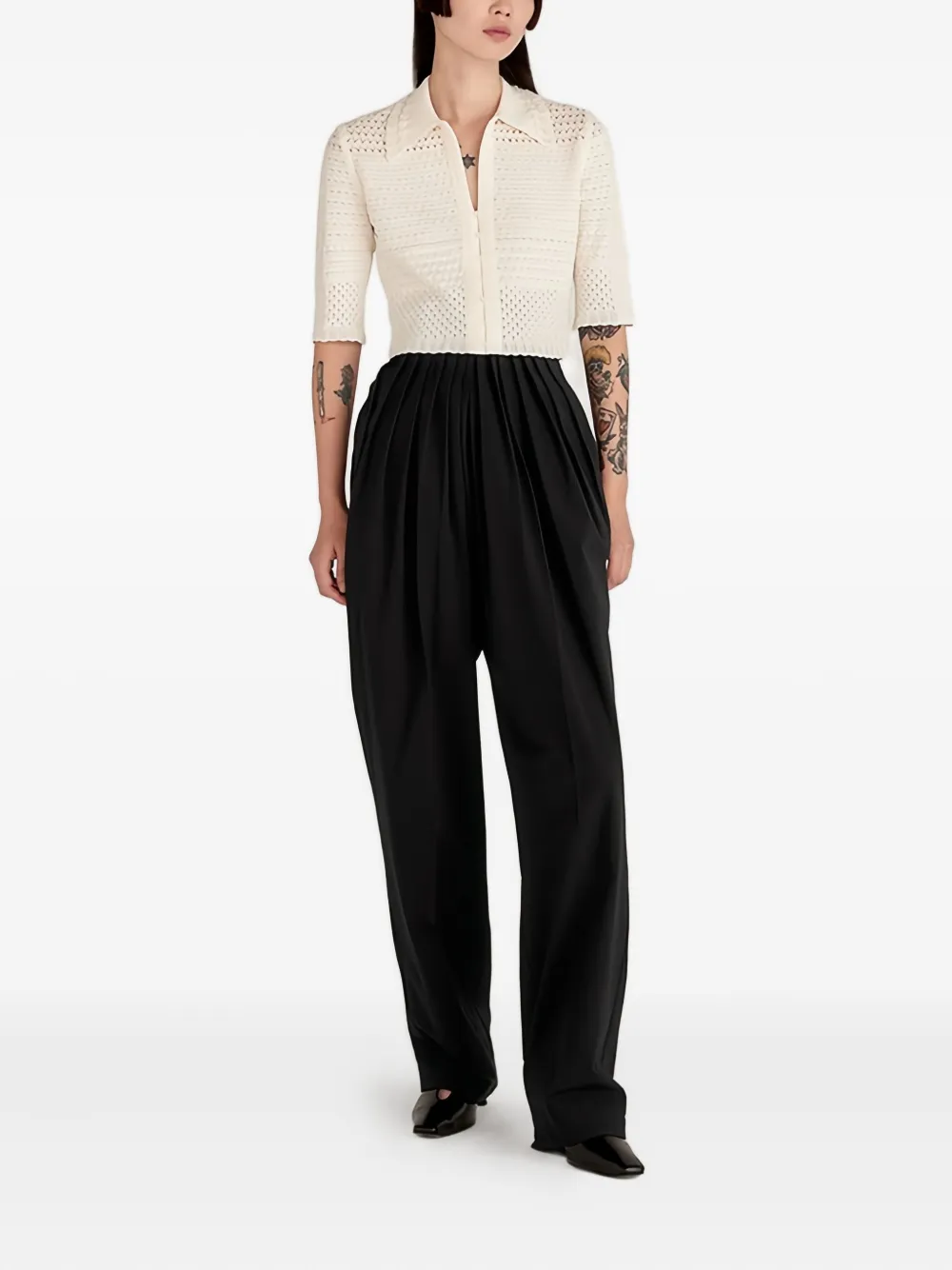 Mame Kurogouchi open-knit top - Beige