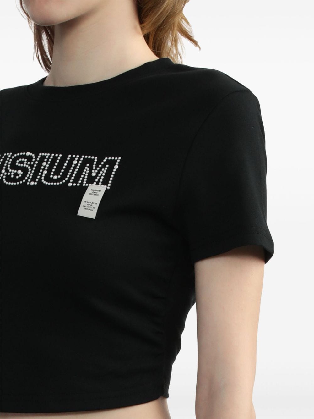 Shop Musium Div. Logo-appliqué Cotton Cropped T-shirt In Black