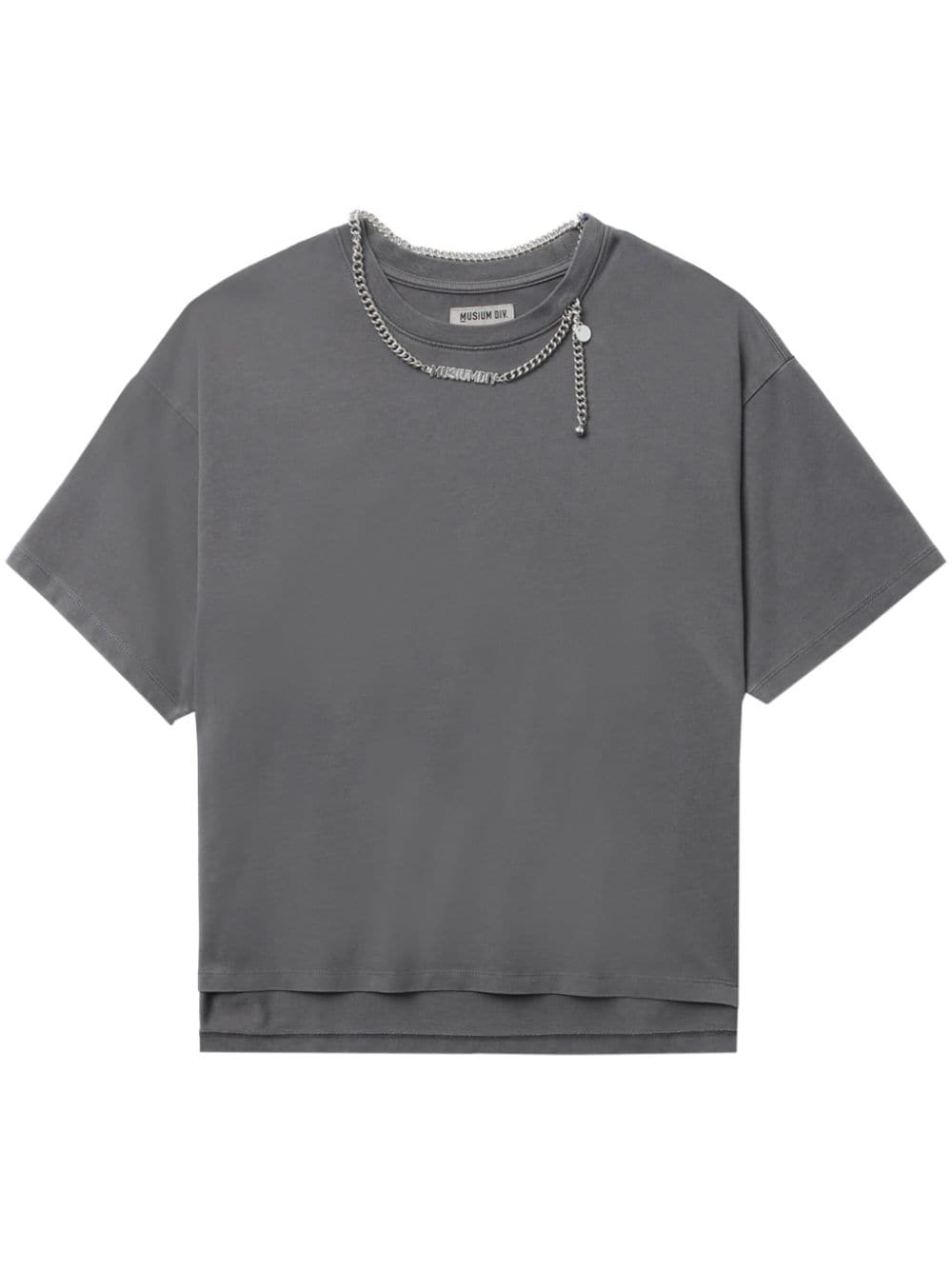 Musium Div. Chain-detail Cotton T-shirt In Grey