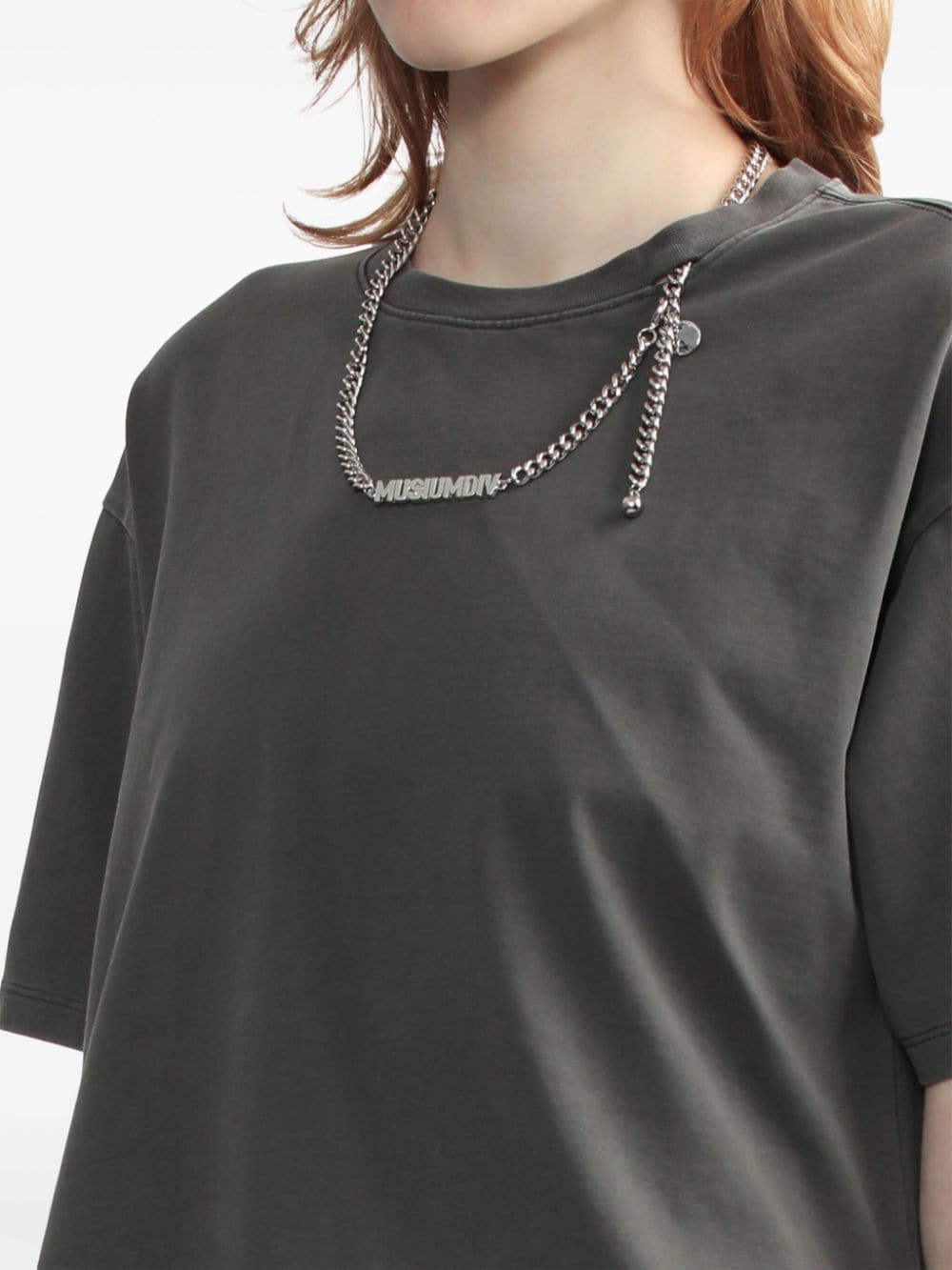 Shop Musium Div. Chain-detail Cotton T-shirt In Grey